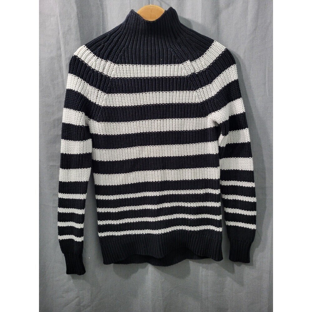 Style & Co. Women's Striped  Cotton Sweater Navy Blue & White Knit Small